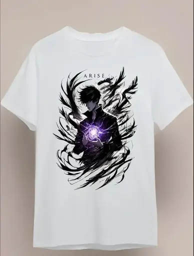 Solo Leveling, Arise Anime T-Shirt, White, Comfortable Fit, Unisex
